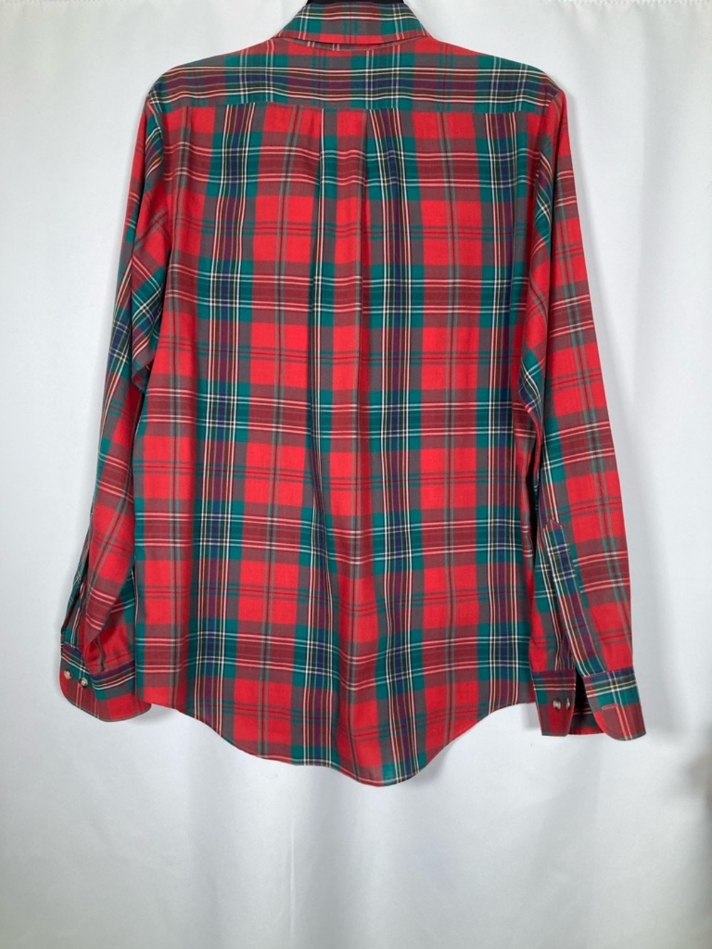 Vintage Lee 80s Red & Green Tartan Plaid Button Down Shirt L Preppy Academia - Picture 6 of 9